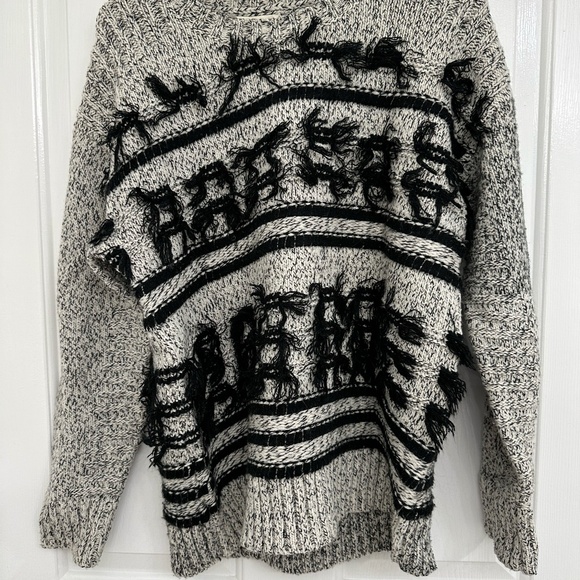 Current/Elliott Sweater Sz S Women’s Wool Pullover Cashmere Blend Fringe Boho - Picture 2 of 4